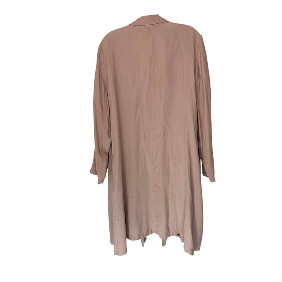 J. Jill Trench Coat Lightweight Relaxed Open Beige Work Office Large Petite - Picture 10 of 12